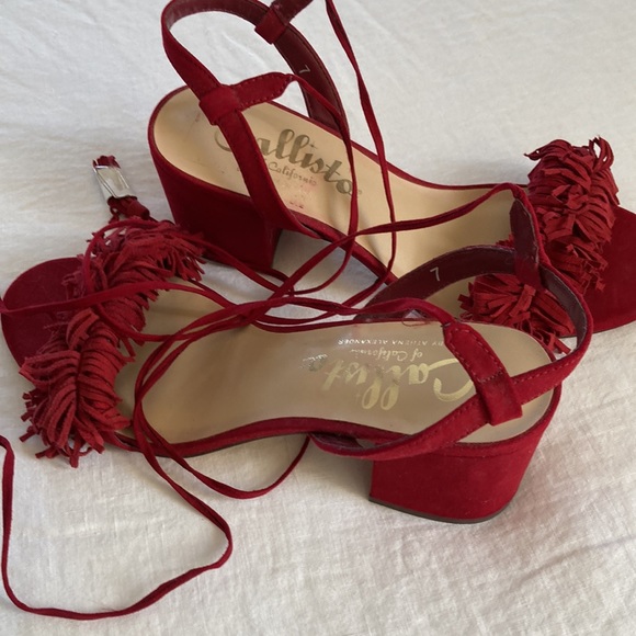 Callisto of California red size 7 suede sandals - Picture 7 of 7